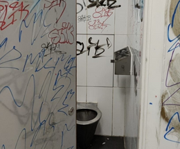 An image of vandalism caused in public toilets