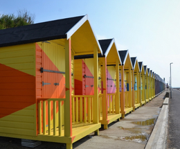 An image of the Folkestone beach chalets