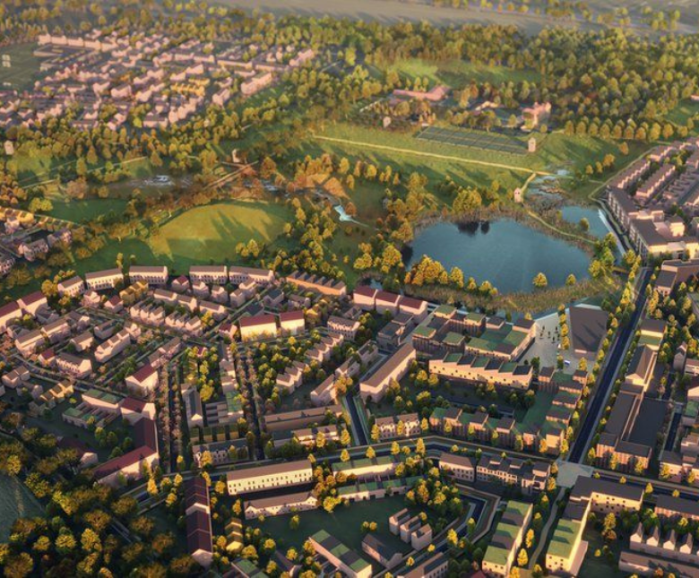 An image of the proposed garden town of Otterpool Park